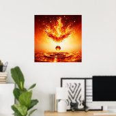Inferno Flüssige Flammen-Spritzer Poster (Heimbüro)