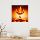 Inferno Flüssige Flammen-Spritzer Poster (Küche)