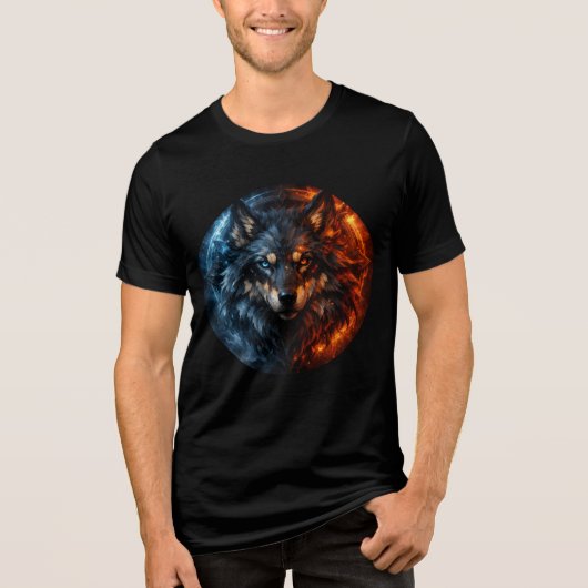 Inferno & Frost Wolf – Elemental Duality Tri-Blend Shirt (Vorderseite)