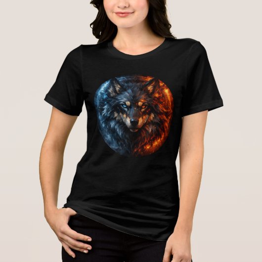 Inferno & Frost Wolf – Elemental Duality Tri-Blend Shirt (Vorderseite)