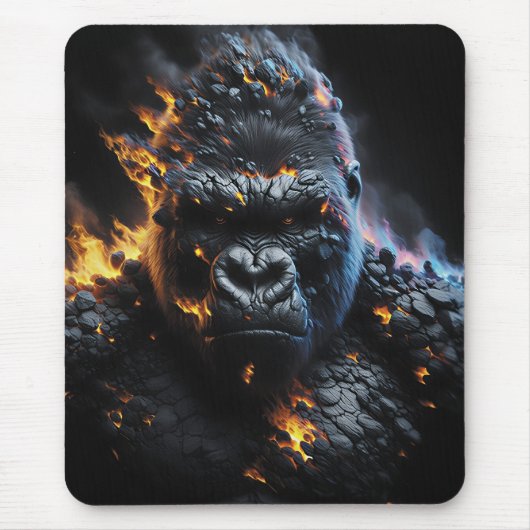 Inferno Gorilla – Feuerbestie Digitale Kunst Mousepad (Vorne)
