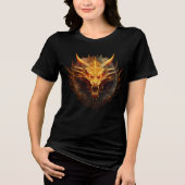 Inferno Horned Dragon Head Art Tri-Blend Shirt (Vorderseite)