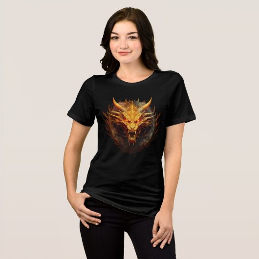 Inferno Horned Dragon Head Art Tri-Blend Shirt (Vorderseite voll)