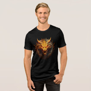 Inferno Horned Dragon Head Art Tri-Blend Shirt