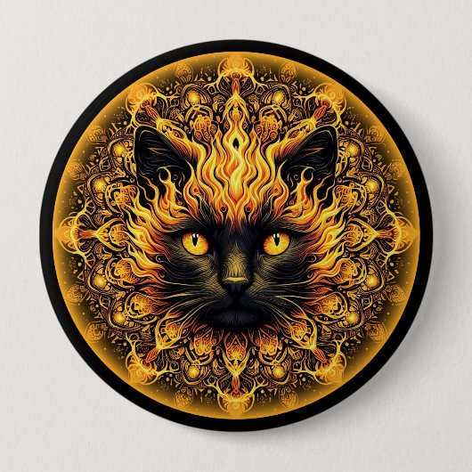 Inferno Kitty Mandala Button (Vorderseite)