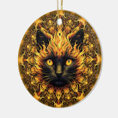 Inferno Kitty Mandala Keramik Ornament (Links)