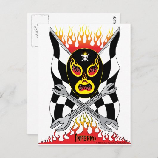 Inferno Luchador Mexican Wrestler Postcard Postkarte (Vorne/Hinten)