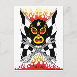 Inferno Luchador Mexican Wrestler Postcard Postkarte
