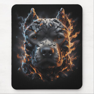 Inferno Pitbull – Feuriger Lavahund Digitale Kunst Mousepad