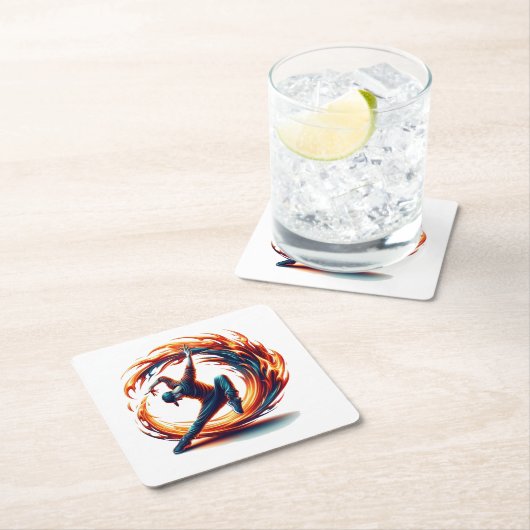 Inferno Spin - Den Geist des Breakdance Rechteckiger Pappuntersetzer (Vor Ort)