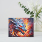 Inferno Spiral – Chinese Airbrush Dragon in Orange Postkarte (Stehend Vorderseite)