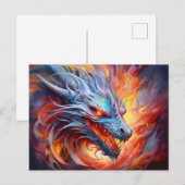 Inferno Spiral – Chinese Airbrush Dragon in Orange Postkarte (Vorne/Hinten)