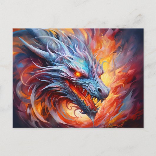 Inferno Spiral – Chinese Airbrush Dragon in Orange Postkarte (Vorderseite)