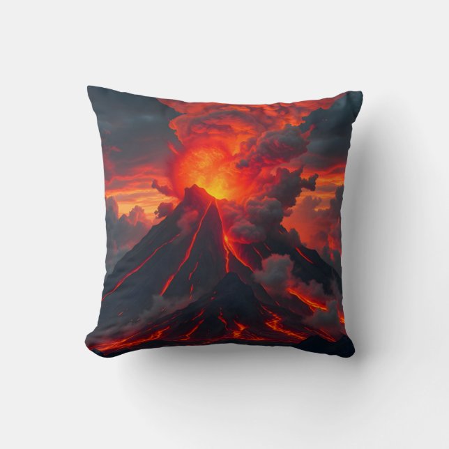 Inferno Summit – Vulkanische Fantasy-Landschaftsde Kissen (Vorderseite)