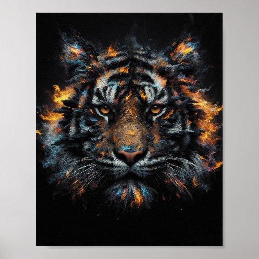 Inferno-Tiger – Feuerwildkatze Digitale Kunst Poster (Vorne)