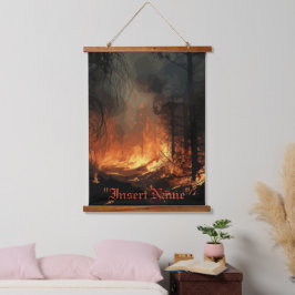 Inferno Wandteppich Mit Holzrahmen