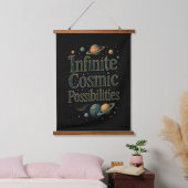 Infinite Cosmic Possibilities Cosmic Green Wandteppich Mit Holzrahmen (Schlafzimmer)