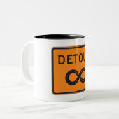 Infinite Detours Sign Cycling Zweifarbige Tasse (Vorderseite Links)