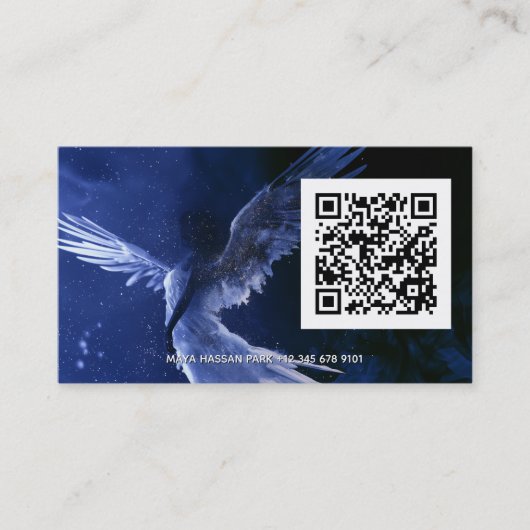 Infinite Gnade | Winged Angel QR Code Visitenkarte (Vorderseite)