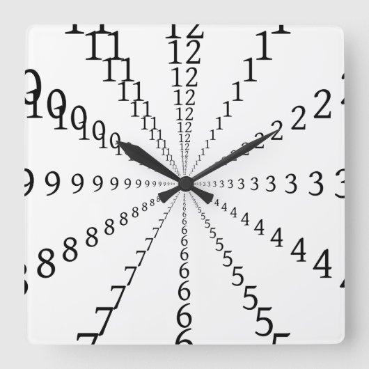 Infinite Numbers Quadratische Wanduhr (Vorderseite)