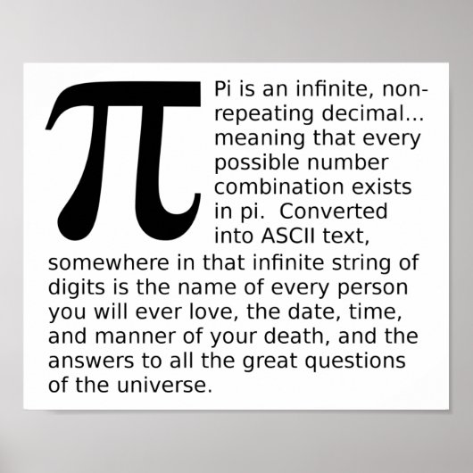 Infinite Pi Answers Funny Poster (Vorne)