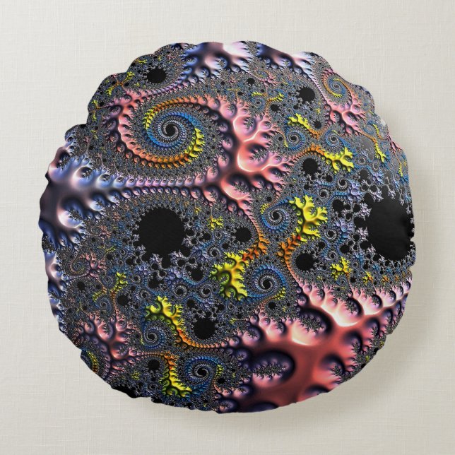 Infinite Spiral Realms Rundes Kissen (Vorderseite)