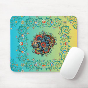 Infinite Splendor - Green Mehndi Floral Design Mousepad