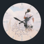 Infinity and Beyond Love Couples Valentine's Day Große Wanduhr<br><div class="desc">Zaubershirts Designs -  
A romantic design featuring an infinity graphic.
Easily customize this clock with your photo or image.
For additional customization easily drop me a message below. 
I would be more than happy to make your design wishes come true! 
www.zazzle.com/store/zaubershirts 
www.zazzle.com/store/youropea_papeterie</div>