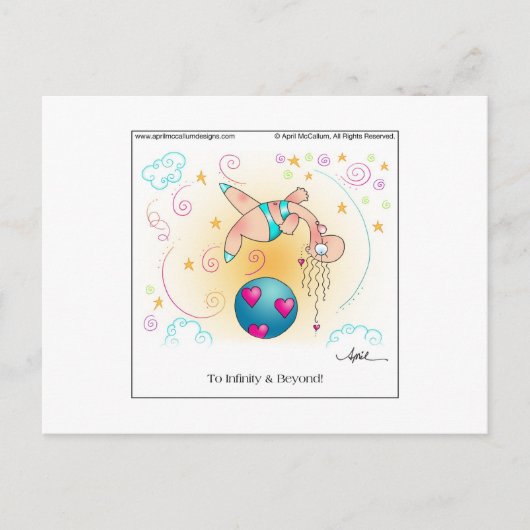 INFINITY & BEYOND Cartoon Postkarte (Vorderseite)
