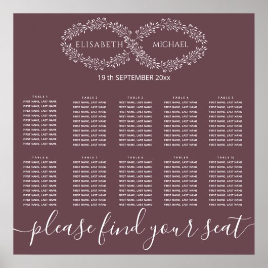 Infinity burgundy botanische romanische elegant poster (Vorne)