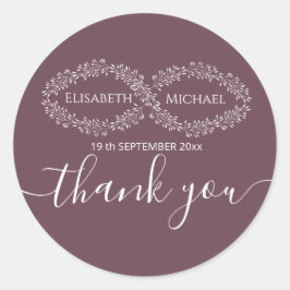 Infinity burgundy botanische romanische elegant runder aufkleber