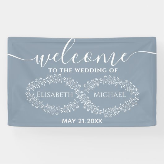 Infinity dusty blue botanic romantic elegant banner (Horizontal)