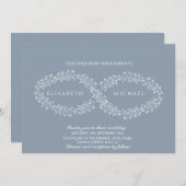 Infinity dusty blue botanic romantic elegant einladung (Vorne/Hinten)
