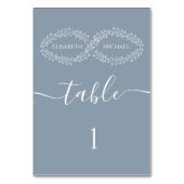 Infinity dusty blue botanic romantic elegant tischnummer (Vorderseite)