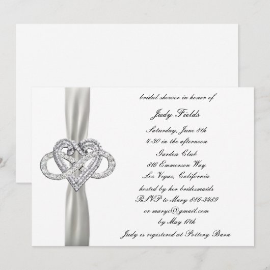 Infinity Heart Bridal Dusche Einladung (Vorne/Hinten)