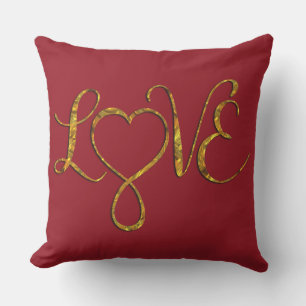 Infinity Heart Lemniscate - LIEBE Gold Kissen Für Draußen