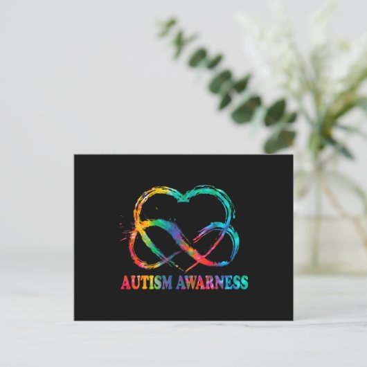 Infinity Heart Love Autism Awareness Needs No Word Postkarte (Stehend Vorderseite)