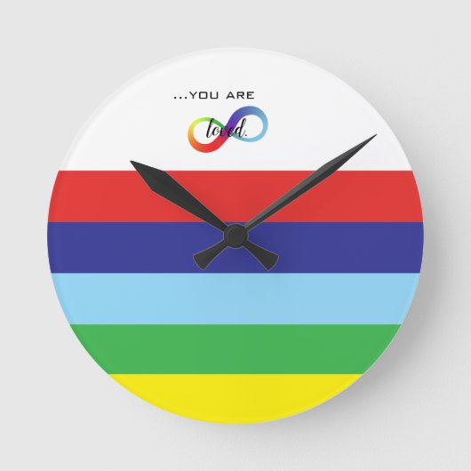 Infinity LGBTQ+ Pride-Tasche Runde Wanduhr (Vorderseite)