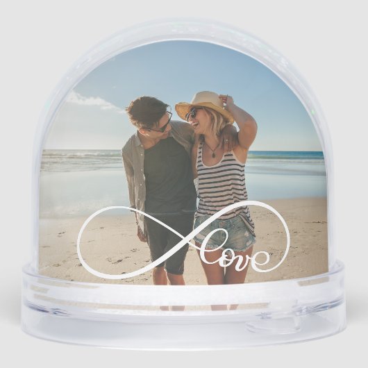 Infinity-Liebe Modernes Script-Foto Schneekugeln (Rückseite)