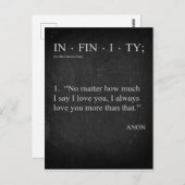 INFINITY Liebe Sie mehr Wörterbuchdefinitionskarte Postkarte (Vorne/Hinten)