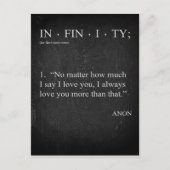 INFINITY Liebe Sie mehr Wörterbuchdefinitionskarte Postkarte (Vorderseite)