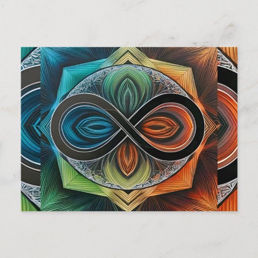 Infinity Mandala African Tribal Mask Abstrakt Postkarte (Vorderseite)