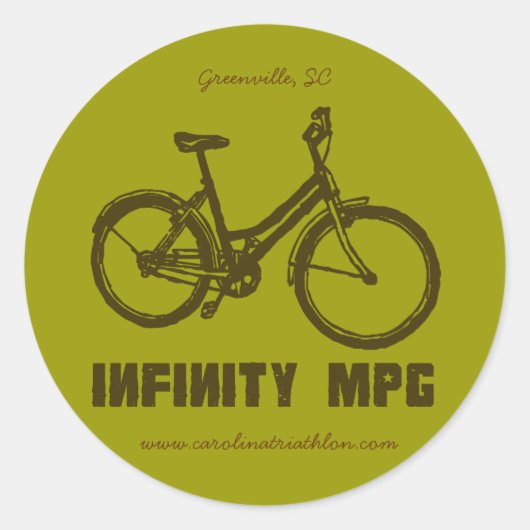 INFINITY MPG braun decal, www.carolinatriathlon.co Runder Aufkleber (Vorderseite)