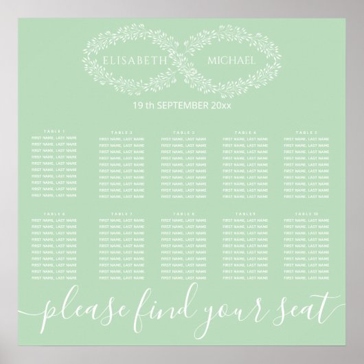 Infinity neo mint botanische romantische Chic eleg Poster (Vorne)