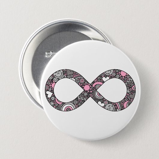 Infinity Neurodiverser Doodle Demigirl Pride Flag Button (Vorne & Hinten)
