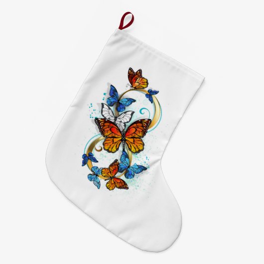 Infinity of Monarch Butterflies Großer Weihnachtsstrumpf (Vorderansicht (hängend))