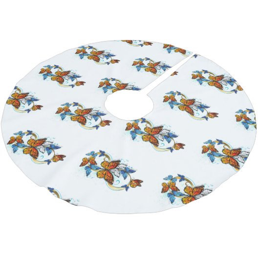 Infinity of Monarch Butterflies Polyester Weihnachtsbaumdecke (Schrägansicht)