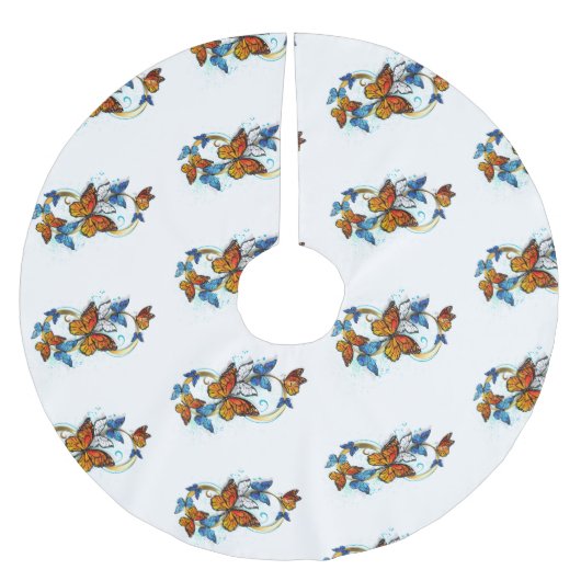 Infinity of Monarch Butterflies Polyester Weihnachtsbaumdecke (Vorderseite)