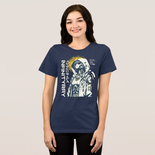 Infinity Ray – Cyberpunk Android Anime Tri-Blend Shirt (Vorderseite voll)