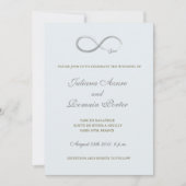 Infinity Schild Baby Blue Graue minimalistische Ho Einladung (Vorderseite)